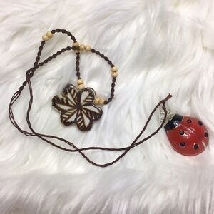 Handmade, ceramic pendant, 28” necklace, EUC.